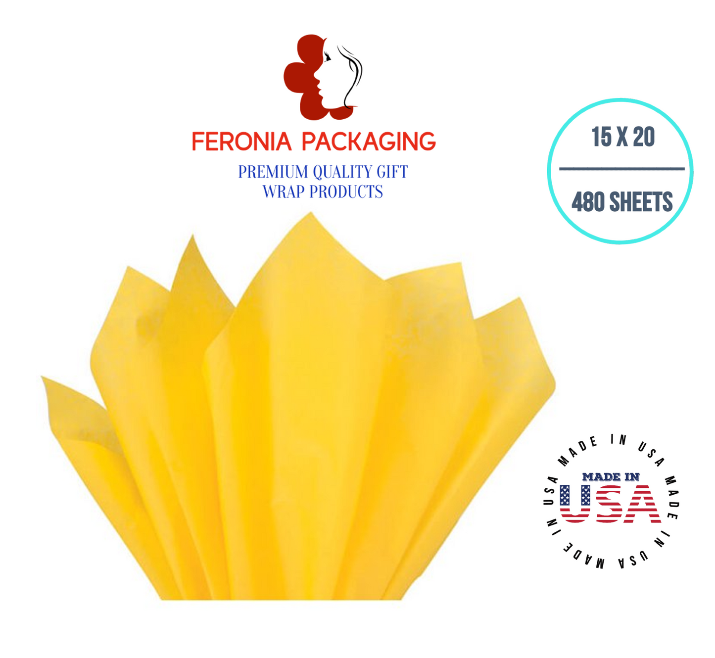 Dandelion Tissue Paper Squares, Bulk 480 Sheets, Premium Gift Wrap and Art Supplies for Birthdays, Holidays, or Presents by Feronia packaging, Large 15 Inch x 20 Inch