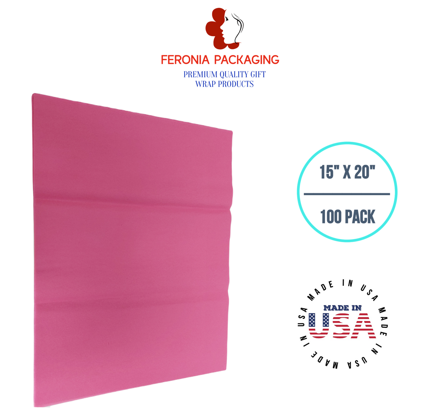 Hot Pink Bulk Tissue Paper 15 Inch x 20 Inch - 100 Sheets premium Tissue Paper