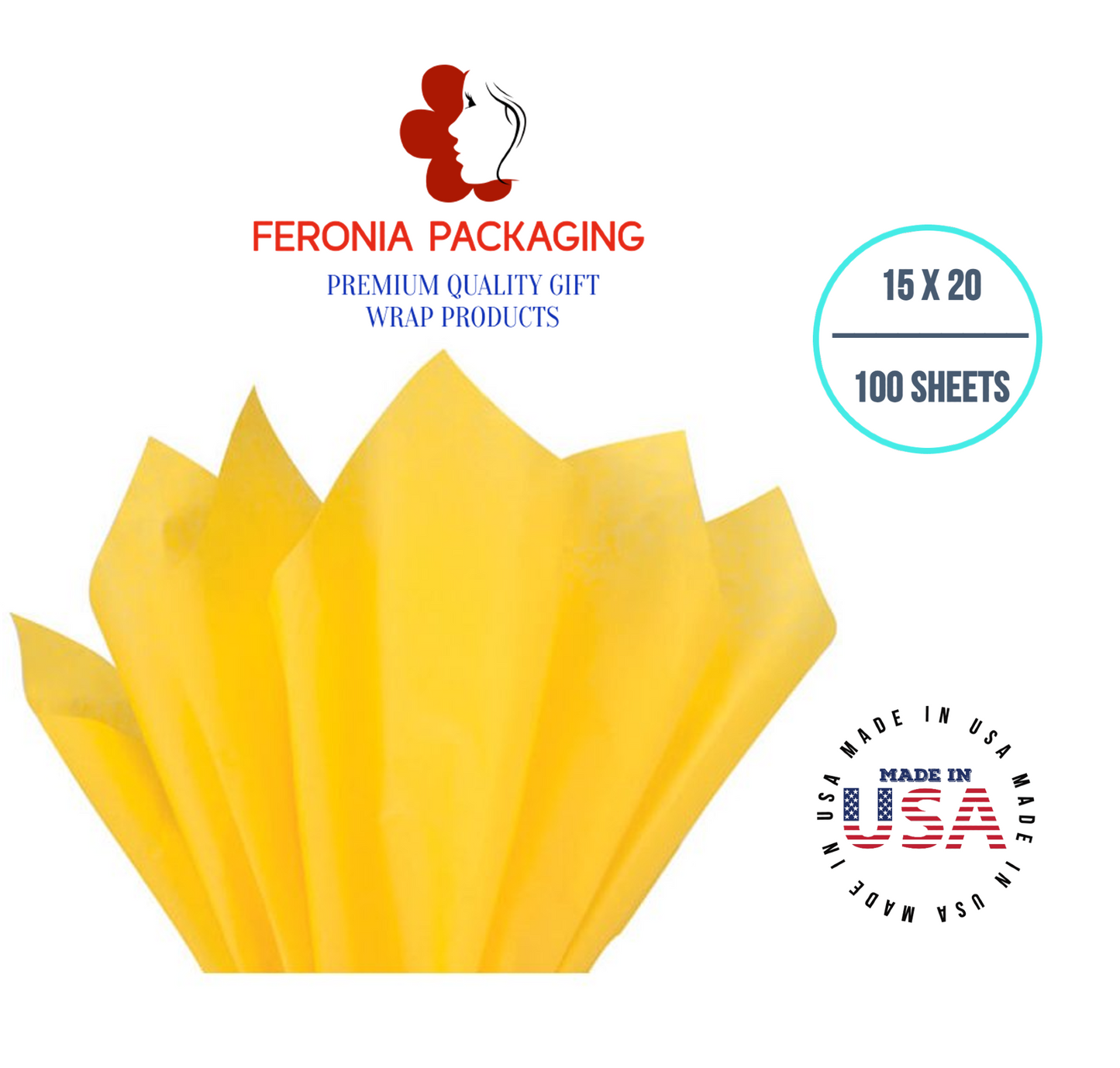 Dandelion Tissue Paper Squares, Bulk 100 Sheets, Premium Gift Wrap and Art Supplies for Birthdays, Holidays, or Presents by Feronia packaging, Large 15 Inch x 20 Inch