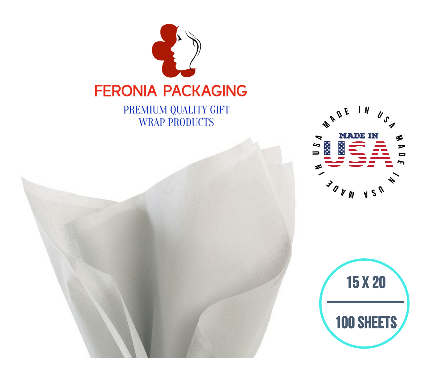 Morning Mist Tissue Paper Squares, Bulk 100 Sheets, Premium Gift Wrap and Art Supplies for Birthdays, Holidays, or Presents by Feronia packaging, Large 15 Inch x 20 Inch