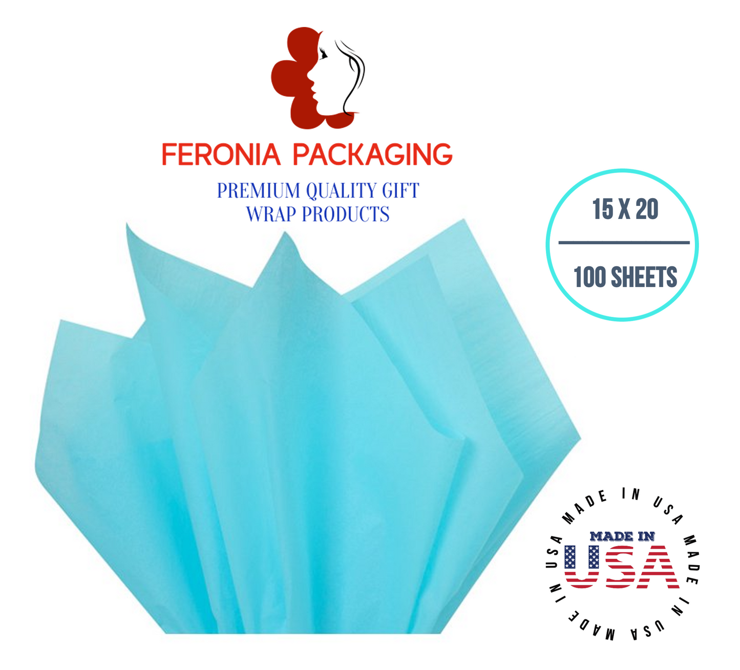 Oxford Blue Tissue Paper Squares, Bulk 100 Sheets, Premium Gift Wrap and Art Supplies for Birthdays, Holidays, or Presents by Feronia packaging, Large 15 Inch x 20 Inch
