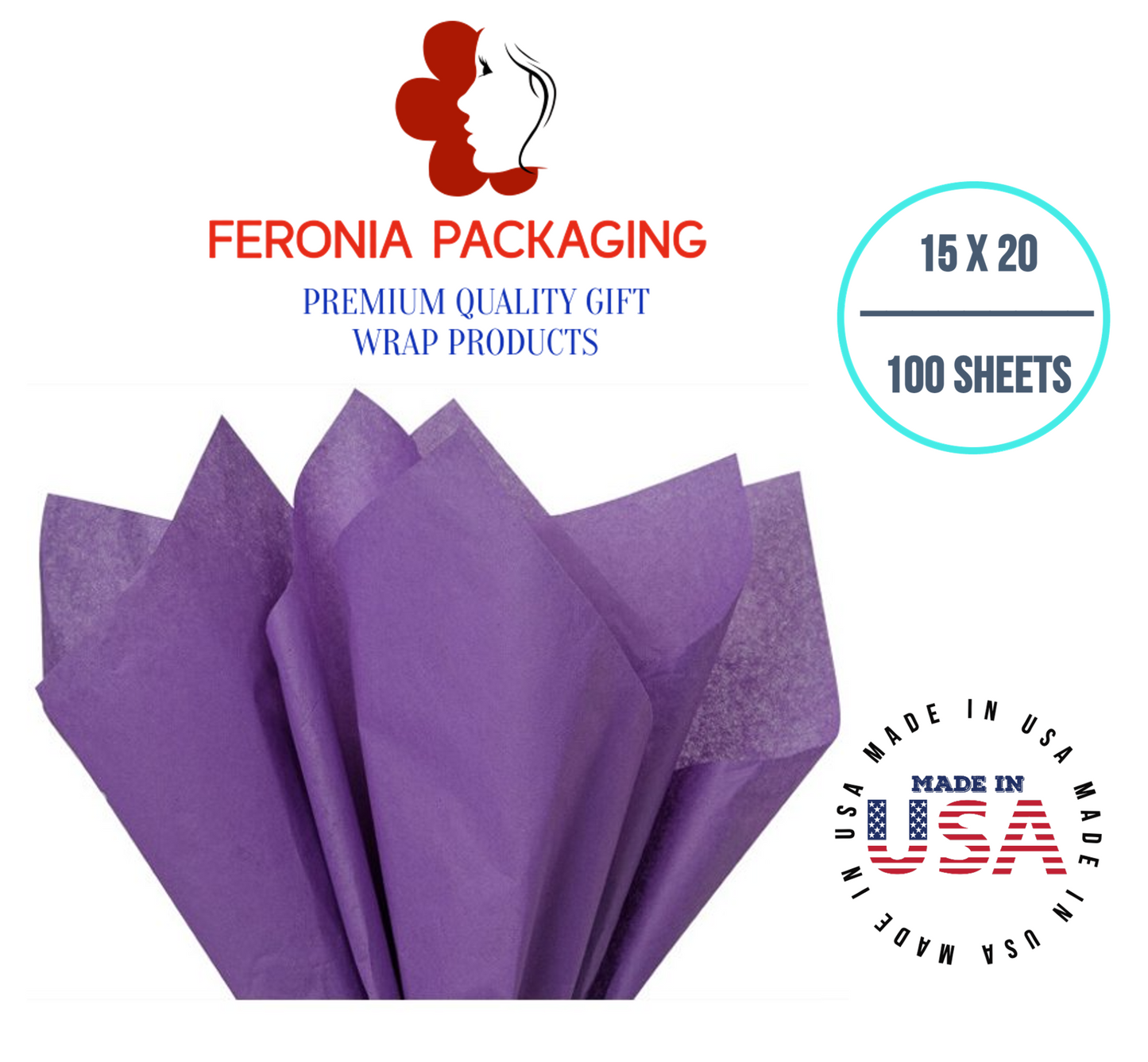 Lavender Tissue Paper Squares, Bulk 100 Sheets, Premium Gift Wrap and Art Supplies for Birthdays, Holidays, or Presents by Feronia packaging, Large 15 Inch x 20 Inch